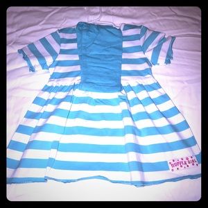 Ruffle girl blue white ruffle dress with pants!NWT